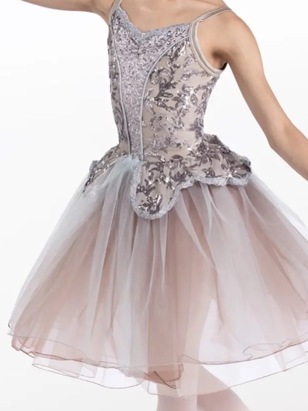 Weissman Dusty Blush Ballet Tutu with Silver Sequin Embroidery